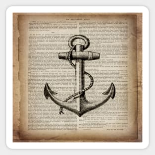 1980s dark academia beach nautical captain newspaper print vintage anchor Sticker